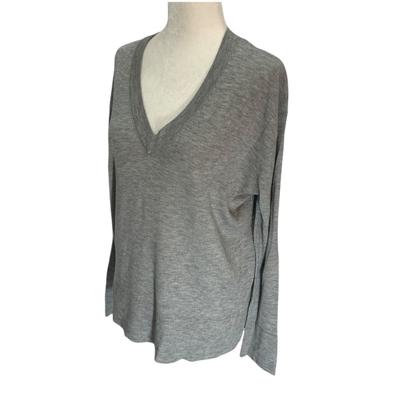 zara Knit Lightweight Grey V-Neck Sweater Oversized Size S - Picture 5 of 8